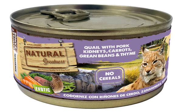 Lata codorniz con riñones de cerdo, zanahoria, judías y tomillo